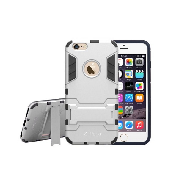 iPhone 6 Case 6S Case Z-Roya   Robot-Bear  Dual Layer Protective Hybird Armor Case Slim Fit sliver